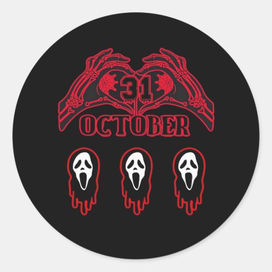 Skeleton Hands 31/10 Classic Ronde Sticker (Voorkant)