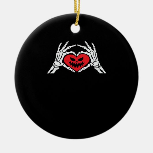 Skeleton Hands A Heart Spooky Halloween Keramisch Ornament (Voorkant)
