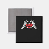 Skeleton Hands A Heart Spooky Halloween Magneet (Voorkant / Achterkant)