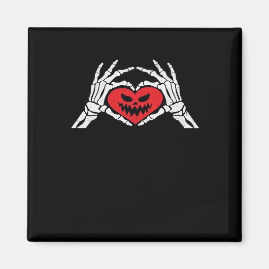 Skeleton Hands A Heart Spooky Halloween Magneet (Voorkant)