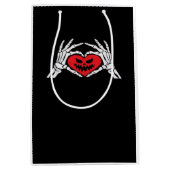 Skeleton Hands A Heart Spooky Halloween Medium Cadeauzakje (Voorkant)