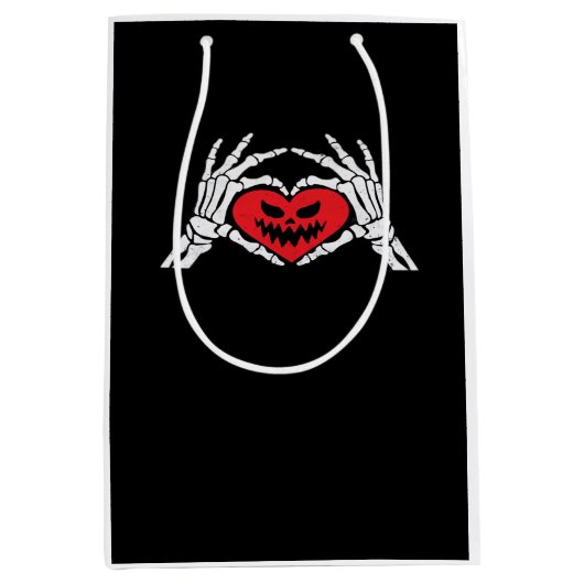 Skeleton Hands A Heart Spooky Halloween Medium Cadeauzakje (Voorkant)