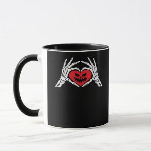 Skeleton Hands A Heart Spooky Halloween Mok