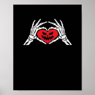 Skeleton Hands A Heart Spooky Halloween Poster