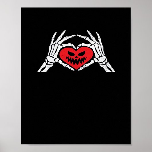 Skeleton Hands A Heart Spooky Halloween Poster (Voorkant)