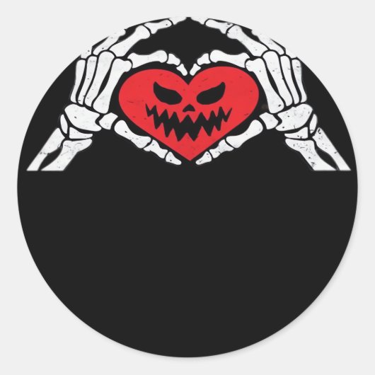 Skeleton Hands A Heart Spooky Halloween Ronde Sticker (Voorkant)
