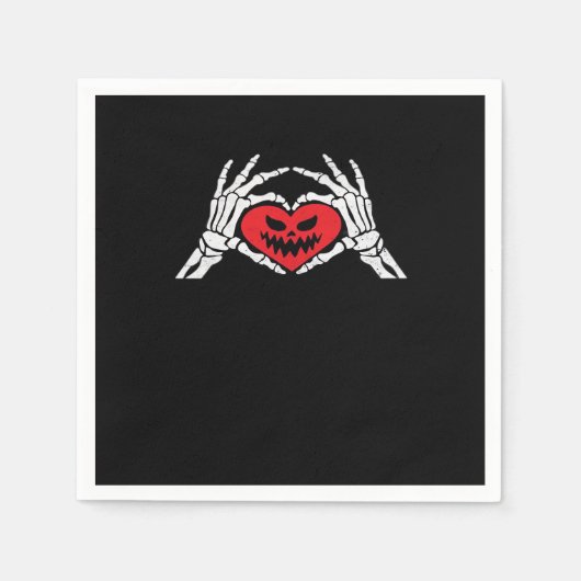 Skeleton Hands A Heart Spooky Halloween Servet (Voorkant)
