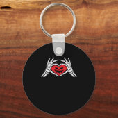 Skeleton Hands A Heart Spooky Halloween Sleutelhanger (Voorkant)