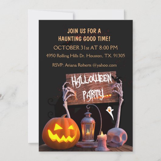 Skeleton Hands Black Halloween Party Uitnodiging (Voorkant)