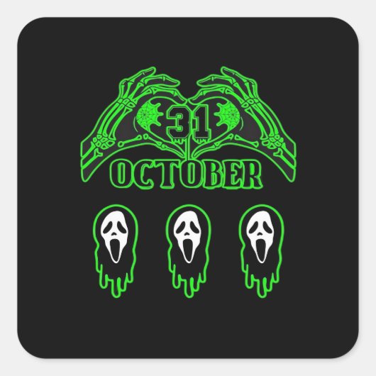 Skeleton Hands Classic Design Vierkante Sticker (Voorkant)