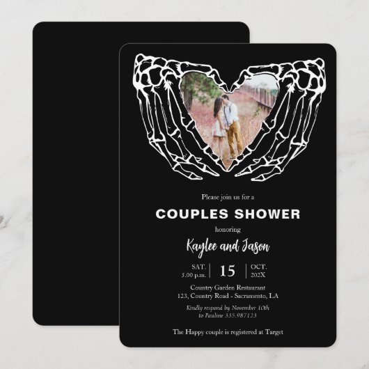 Skeleton Hands Couples Shower Gothic Foto Kaart (Voorkant / Achterkant)