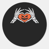 Skeleton Hands Een Spooky Halloween Heart Classic Ronde Sticker (Voorkant)