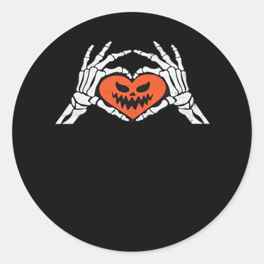 Skeleton Hands Een Spooky Halloween Heart Classic Ronde Sticker (Voorkant)