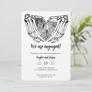 Skeleton Hands Engagement Party Fotouitnodiging Kaart