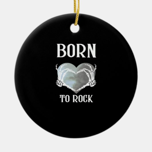 Skeleton Hands Grey Heart Graphic voor Classic Keramisch Ornament (Voorkant)