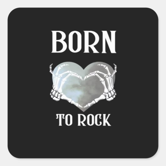 Skeleton Hands Grey Heart Graphic voor Classic Vierkante Sticker (Voorkant)