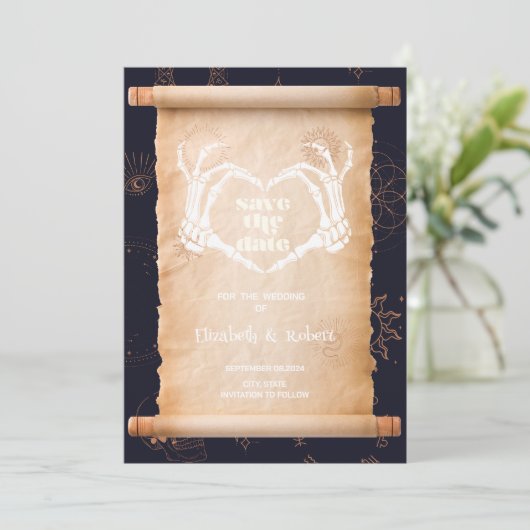 Skeleton Hands Halloween Bewaar de datum Save The Date (Staand voorkant)