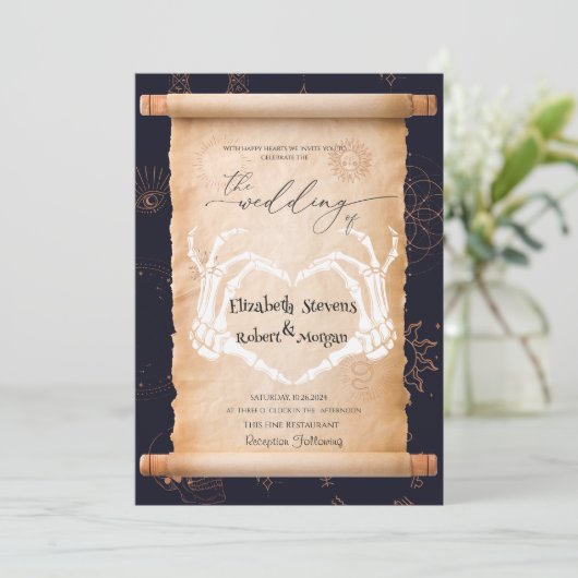 Skeleton Hands Halloween Wedding Kaart (Staand voorkant)