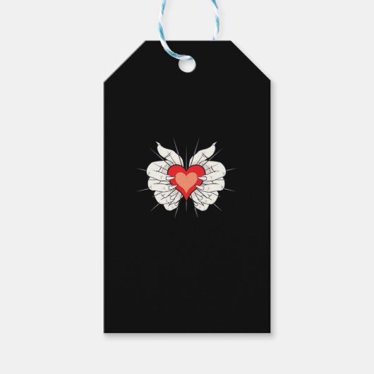 Skeleton Hands Heart Classic Cadeaulabel (Voorkant)