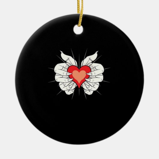 Skeleton Hands Heart Classic Keramisch Ornament (Voorkant)