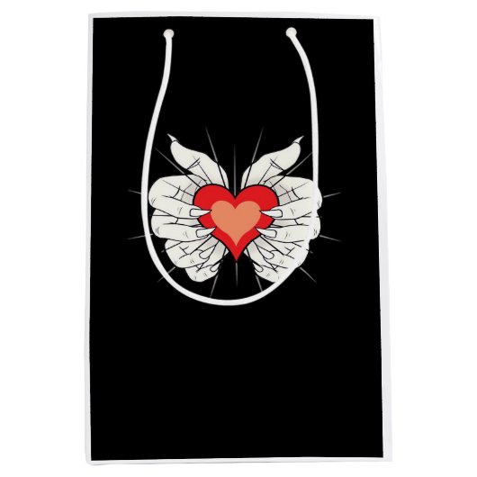 Skeleton Hands Heart Classic Medium Cadeauzakje (Voorkant)