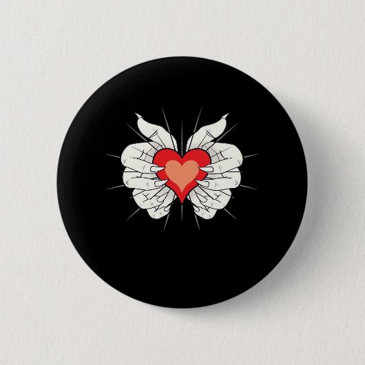Skeleton Hands Heart Classic Ronde Button 5,7 Cm (Voorkant)