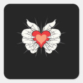 Skeleton Hands Heart Classic Vierkante Sticker (Voorkant)