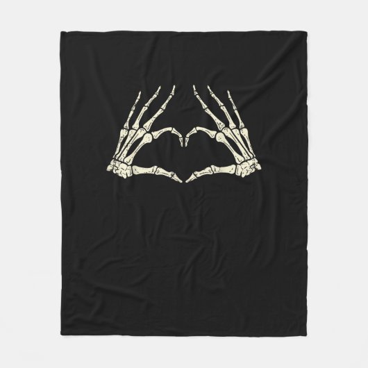 Skeleton Hands Heart Funny Halloween Mannen Vrouwe Fleece Deken (Voorkant)
