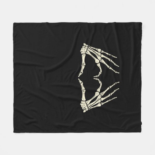 Skeleton Hands Heart Funny Halloween Mannen Vrouwe Fleece Deken (Voorkant (Horizontaal))