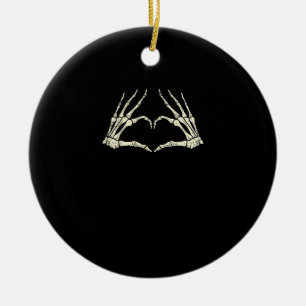 Skeleton Hands Heart Funny Halloween Mannen Vrouwe Keramisch Ornament
