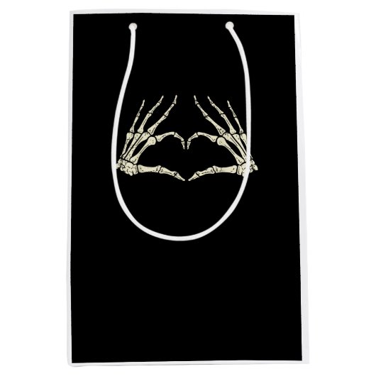 Skeleton Hands Heart Funny Halloween Mannen Vrouwe Medium Cadeauzakje (Voorkant)