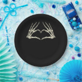 Skeleton Hands Heart Funny Halloween Mannen Vrouwe Papieren Bordje (Feest)