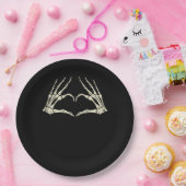 Skeleton Hands Heart Funny Halloween Mannen Vrouwe Papieren Bordje (Feest)