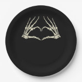Skeleton Hands Heart Funny Halloween Mannen Vrouwe Papieren Bordje (Voorkant)