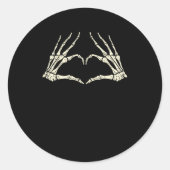 Skeleton Hands Heart Funny Halloween Mannen Vrouwe Ronde Sticker (Voorkant)