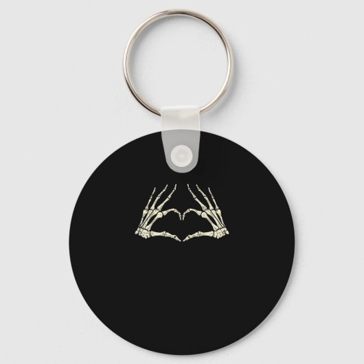 Skeleton Hands Heart Funny Halloween Mannen Vrouwe Sleutelhanger (Voorkant)
