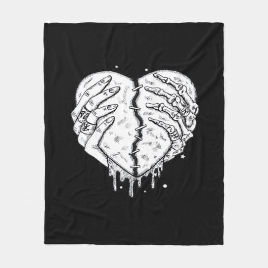 Skeleton Hands Heart – Gothic Heart Classic Fleece Deken (Voorkant)