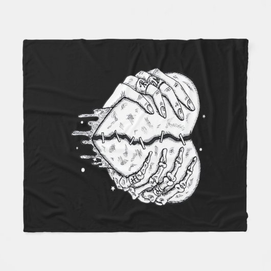 Skeleton Hands Heart – Gothic Heart Classic Fleece Deken (Voorkant (Horizontaal))