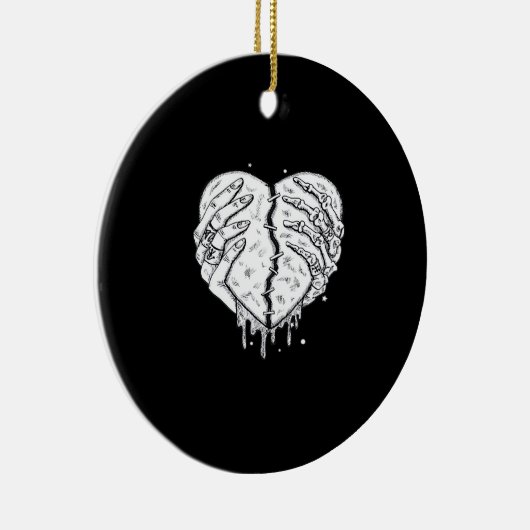 Skeleton Hands Heart – Gothic Heart Classic Keramisch Ornament (Rechts)