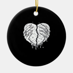 Skeleton Hands Heart – Gothic Heart Classic Keramisch Ornament