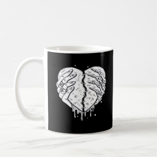 Skeleton Hands Heart – Gothic Heart Classic Koffiemok (Links)