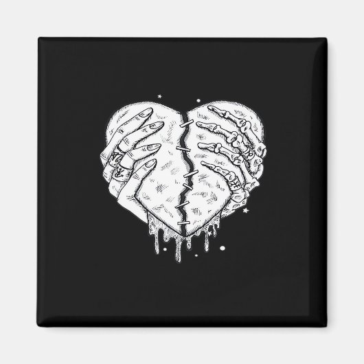 Skeleton Hands Heart – Gothic Heart Classic Magneet (Voorkant)