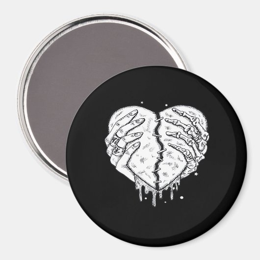 Skeleton Hands Heart – Gothic Heart Classic Magneet (Voorkant / Achterkant)