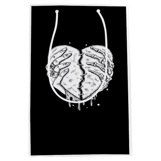 Skeleton Hands Heart – Gothic Heart Classic Medium Cadeauzakje (Voorkant)