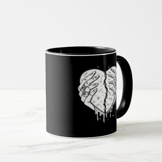 Skeleton Hands Heart – Gothic Heart Classic Mok (Voorkant rechts)