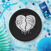 Skeleton Hands Heart – Gothic Heart Classic Papieren Bordje (Feest)