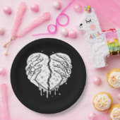 Skeleton Hands Heart – Gothic Heart Classic Papieren Bordje (Feest)