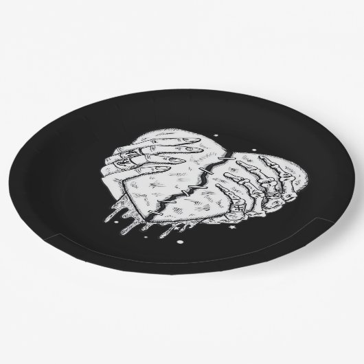 Skeleton Hands Heart – Gothic Heart Classic Papieren Bordje (Gekanteld)