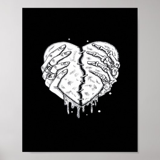 Skeleton Hands Heart – Gothic Heart Classic Poster (Voorkant)