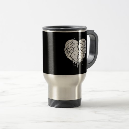 Skeleton Hands Heart – Gothic Heart Classic Reisbeker (Voorkant rechts)